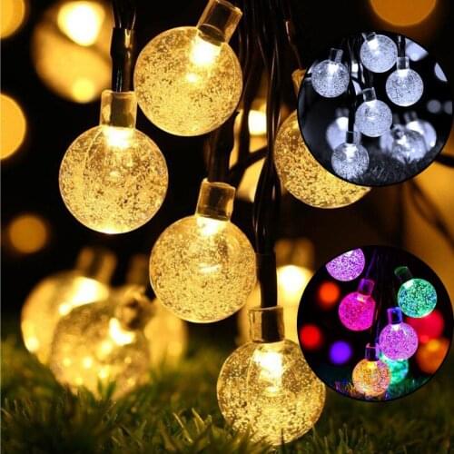 5M 6M Solar Lamp String Ball LED Outdoor Light Flash Waterproof Fairy Garland Light For Garden Home Christmas Wedding Decoration