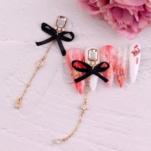 5pcs/lot TN5118 Alloy Zircon tassel Nail Art Crystals nail jewelry Rhinestone nails accessories supplies nail decorations charms