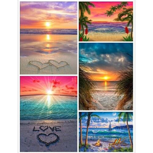 5D diamond painting DIY full round diamond landscape seaside painting home decoration mosaic diamond embroidery kit