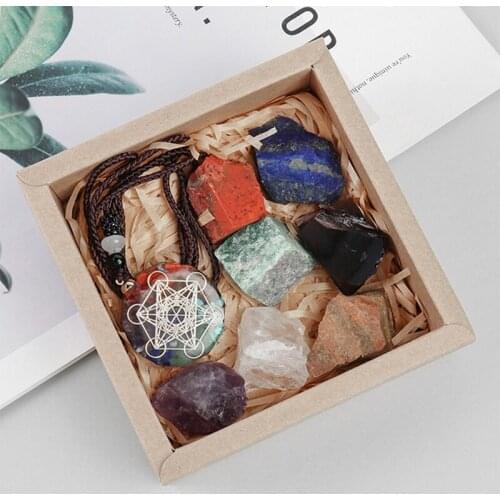 7pc Chakra Stones and Crystals Healing Set Natural Raw Quartz Rough Rock Stones Crystal for Worry Anxiety Stress Relief