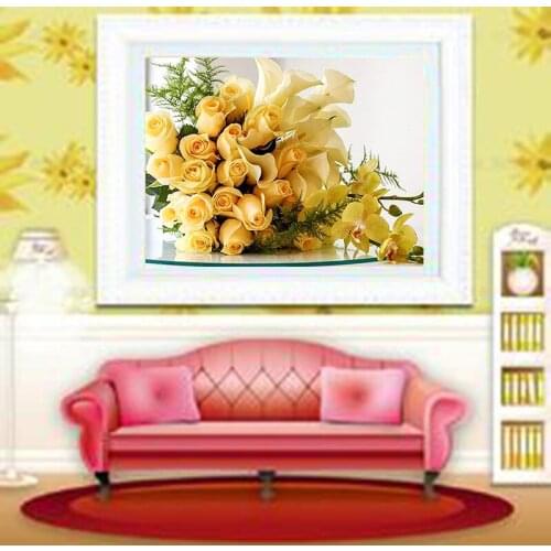Diamond Embroidery Diy Diamond Painting Cross Stitch Kits Diamond Mosaic Yellow rose Full Square Diamond Embroidery BS107