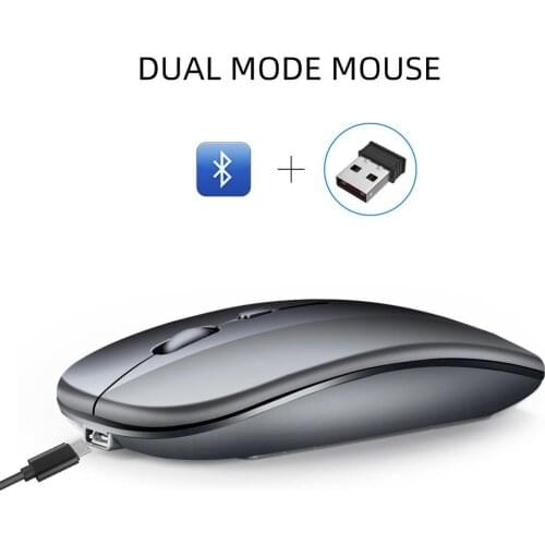 Dual Mode Bluetooth 4.0 + 2.4G Wireless Ergonomic Optical Mouse Rechargeable Photoelectric Mute Computer Mouse for PC Laptop