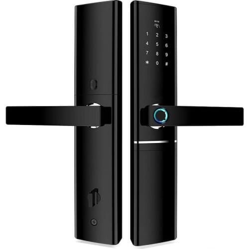 Fingerprint Smart Lock Passcode IC Card Doorlock Doorbell Remote Control App Locks Anti-theft Door Special Electronic Lock Black