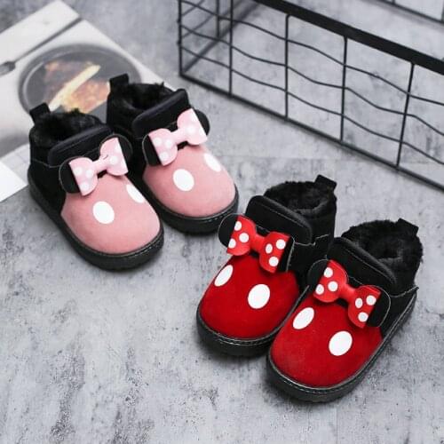 Disney cartoon winter kids boots Mickey cotton shoes girls fashion warm color matching indoor and outdoor baby boots