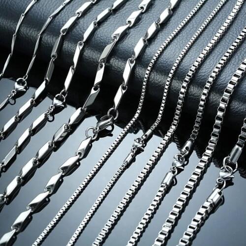 Solid Silver Color Box Chain Necklace Stylish Twisted Melon Seeds Chains