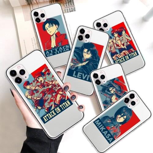 Anime Attack on Titan Figures Phone Cases for IPhone 12 Mini Pro 7 8 Plus 11 Pro X XS MAX XR Shingeki No Kyojin TPU Cover Coque