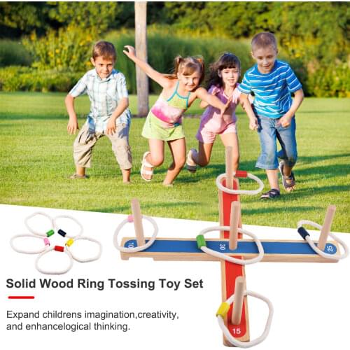 Wooden Environmental Ring Game Throwing Game Doll Game Wooden Childrens Outdoor Educational Parent-child Interactive Toys