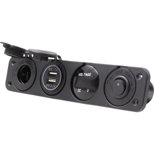 For Car Boat Marine RV Dual USB Socket Charger 2.1A Switch Panel 12V Power Outlet Led Voltmeter ON/OFF Toggle Switch Panel New
