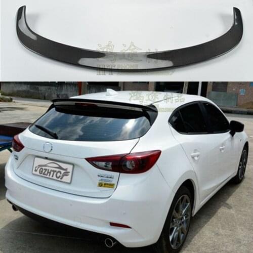 FOR Mazda 3 Hatchback Real Carbon Fiber CAR Spoiler Wing Car Rear Window Rear LIP Middle Tail FIN Accessories Mazda3 2014-2019