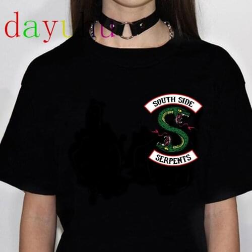 90s Unisex Funny Cartoon T Shirt Riverdale Tshirt South Side Serpents Women Harajuku Snake Graphic T-shirt Anime Top Tee Female
