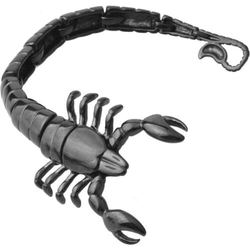 Hip Hop Punk Mens Boys Casting Bracelets Jewelry 47mm 316L New Stainless Steel Black Color Scorpion Animal Cuff Bangle Xmas Gift