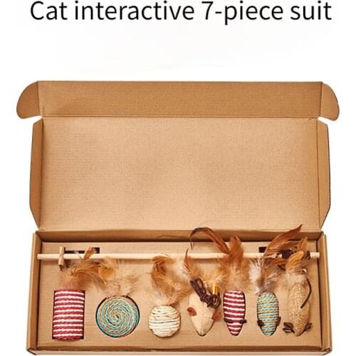 Pet Toy Combination Net Red Funny Cat Toy Seven-piece Set Bell Feather Wooden Pole Funny Cat Stick