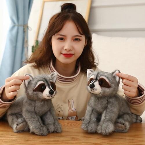 1pc 38CM Simulation Fox Raccoon Plush Toys Stuffed Soft Real Life Wild Animal Dolls For Children Kids Home Decoration Xmas Gift