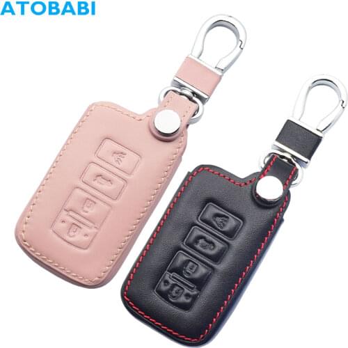 Leather Car Key Case 4 Buttons Smart Remote Control Protect Cover For Toyota Camry Corolla RAV4 Highlander Avalon 2015 2016 2017