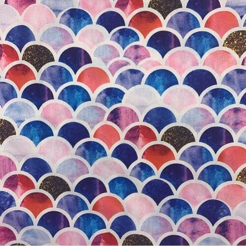 Beautiful 100% Cotton Fabric Colour Colorful fish scale Pattern Digital Print Sewing Material DIY Home Patchwork Dress Clothing