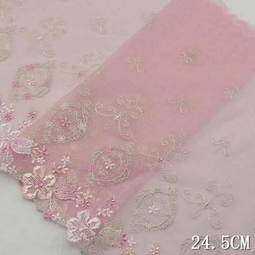 2Yds Pink Green Lace Trim DIY Clothing Accessories Dress Flowers Edge Sewing Lace Applique French Bra Underwear Net Lace Fabrics