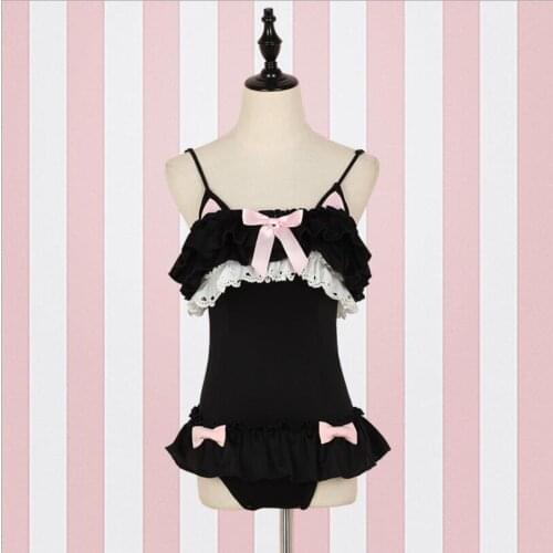 Swimsuit Lolita Swimwear Kawaii Cosplay Bathing Suit Suku water Falbala school Cute Ladies Swim Jumpsuit Beachwear One-piece
