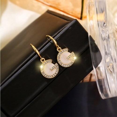Luxury Brand Long Chain Letter G Hanging Earrings For Women Crystal Big Dangle Earring Wedding Jewelry Statement