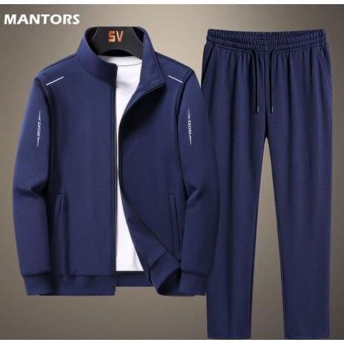 2021 Mens Set Spring Autumn Man Sportswear 2 Piece Sets Sports Suit Jacket+Pant Sweatsuit Male Tracksuit Streetwear Oversize 6XL