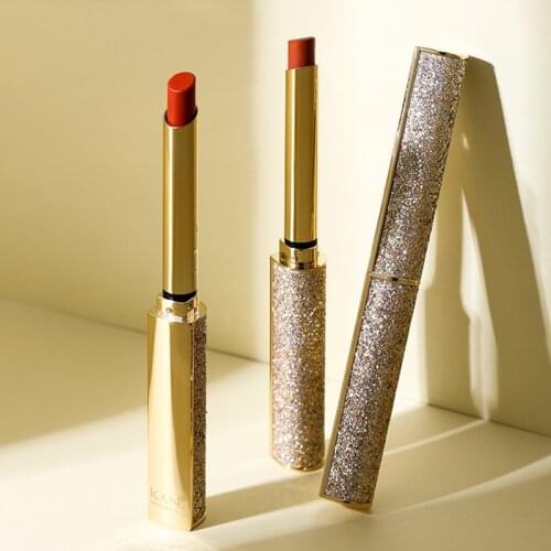 Kan Soft Matte Lipstick 5 Colors Nude Matte Liquid Lip Makeup Mate Waterproof Long Lasting Luxurious Gold Lip Makeup Cosmetics