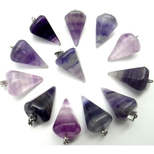 Natural stone Turquoises Quartz Crystal Opal tiger eye beads Pendulum pendant for diy Jewelry making Necklaces Accessories12pcs