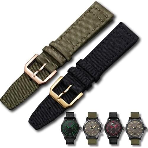 Nylon Watch Bracelet For IWC PILOTS WATCHES PORTUGIESER Men Genuine Leather Pin Buckle Watch Strap Watch Accessories Watch Band