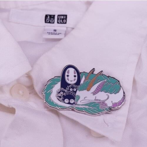 New Spirited Away Theme Enamel Brooch Cartoon Dragon Pins Jewelry Alloy Material Anime Figure Jewel Cute Gift for Friends