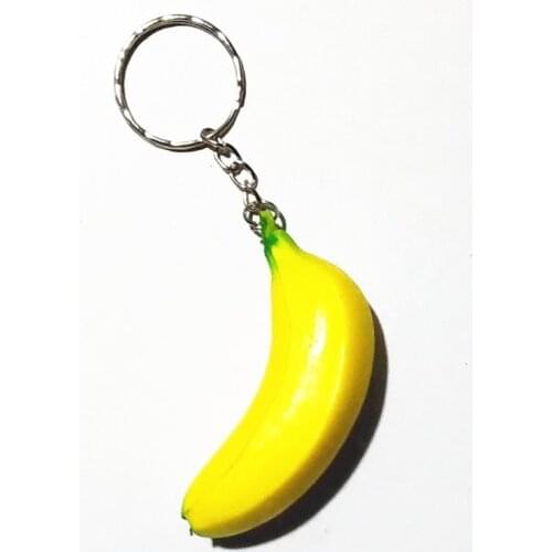 New PU Banana Key Chain Soft Basketball Rugby Key Ring Smile Face Decorative Pendant Bag Charming Key Holder Personality Gifts