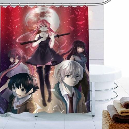New Arrival Mirai Nikki Shower Curtain Polyester Fabric High Defintion Print Bathroom Curtain Waterproof 12 Hook Bath Curtain