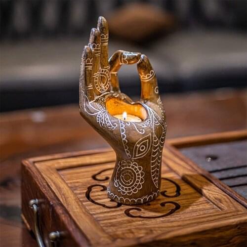 Buddha Candlestick Concrete Planter Molds Diy Hand Shape Concrete Candle Holder Mold Wedding Crafts Decorations Tealight Decor