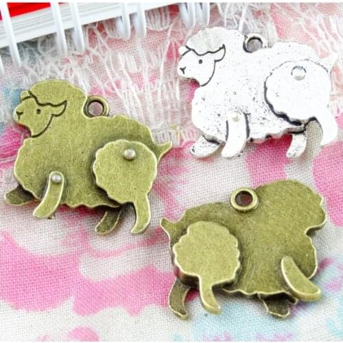 30pcs Machine Sheep Charms Antique Silver Plated Bronze Pendants Alloy Charm Jewelry Making DIY Handmade Craft 18*20.5MM