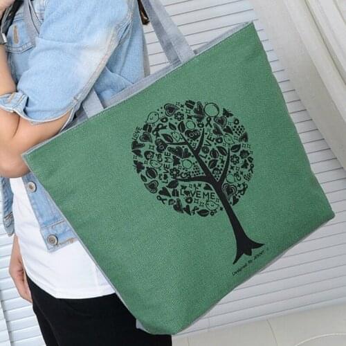 Casual Bolsos Femenina Ladies Totes Brand Womens Canvas Handbags High Quality Female Cute Tree Printing Shoulder Bags