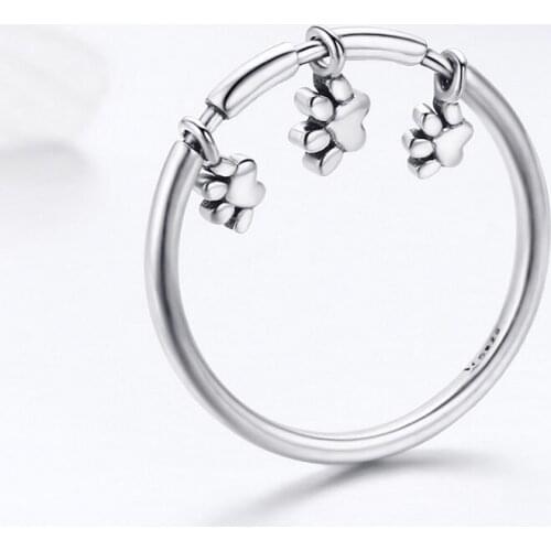 Lovely 925 Sterling Silver Cat Kitten Paws Woman Rings Fashion Jewelry Animal Pet Pattern Size 6 7 8