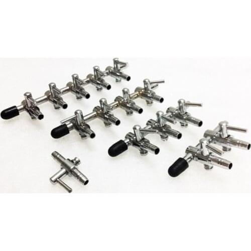 Aquarium Fish Air Flow Distributor Splitter Lever Control Valve 1-5Way Stainless Steel Durable Oxygen Pump Manifold Aiir Line