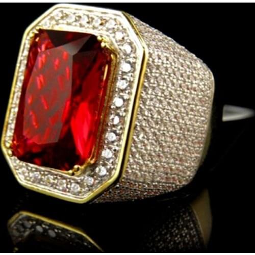 Luxury Big Red Blue Square Crystal Engagement Ring Gold Color Bride Promise Wedding Rings for Women Boho Punk Rock Jewelry 2020