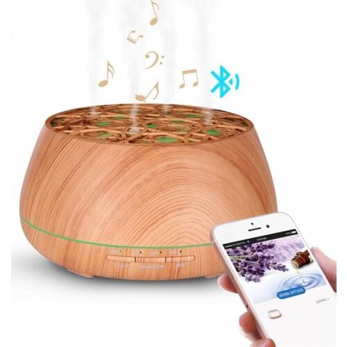 400ML Bluetooth Speaker Aroma Essential Oil Diffuser Waterless Auto Shut-off 7 Color Changing LED Lights Ultrasonic Humidifier