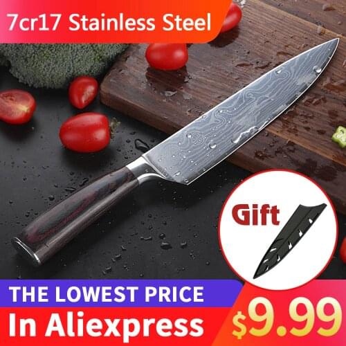 XYj Chef Knife Pro Chefs Knife Tool 8 inch 7cr17 Stainless Steel Kitchen Knife Ergonomic Handle Gift Knife Cover Case Supplies