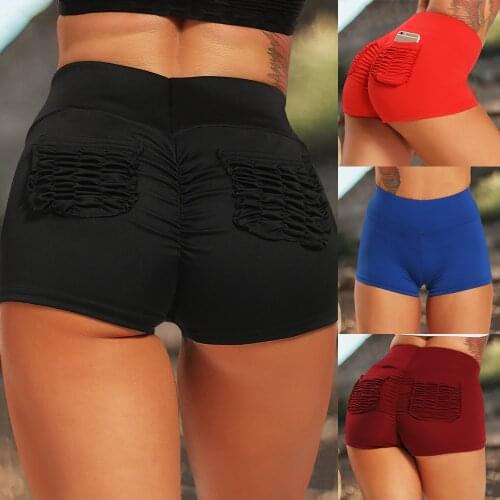 Summer Sport Shorts Women High Waist Elastic Seamless Fitness Leggings Push Up Gym Training Tights Yoga Sport Short with pockets