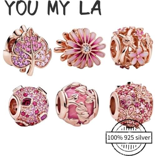 Hot Sale 100% 925 Sterling Silver pan Beads Flower for Women Fit Original Charm Bracelet DIY High Quality Mum Jewelry Gift