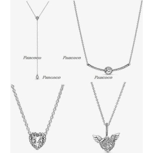 925 Sterling Silver Round Sparkle With Timeless Elegance Crystal Necklace For Women Wedding Party Fashion Jewelry