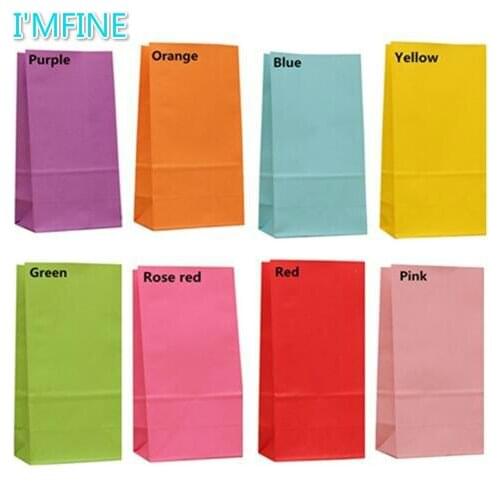 100pcs- 18*9cm+6cm Lovely Colorful Paper Bag Food Candy Gift Packaging Bag Shopping Takeout Bag for wedding party favor