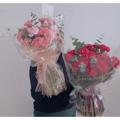 20pcs 60x60cm English To be in Love Transparent waterproof Flower Wrapping paper Valentines Day Gift bouquet wrapping paper