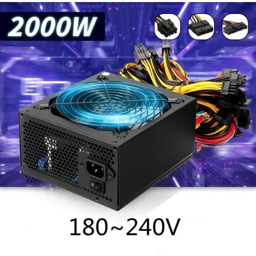 2000W Miner Graphics Card Power Supply For Mining ATX PSU BTC PC Mining Power Source 80 Plus Platinum Certified Bitcoin Miner