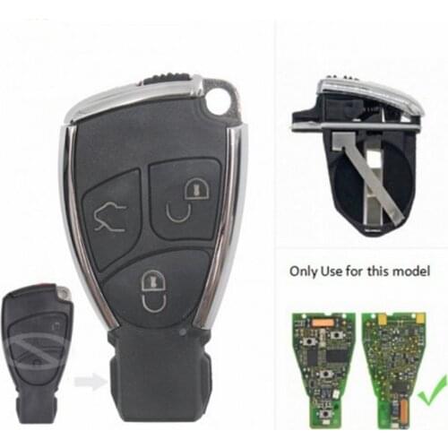 KEYECU 3 Button Black Modified Remote Car Key Shell Case Fob for Mercedes-Benz C E S B Class CLK CLS SLK 2001-2010