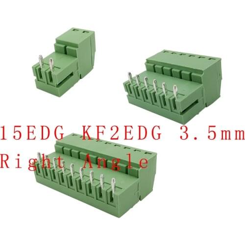 5Pairs 15EDG 3.5 KF2EDG 3.5mm PCB Screw Terminal Block Connector Plug Pin Right Angle 3.5 mm Pitch Header Socket 2-12PIN