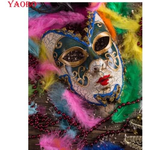 5d DIY Diamond Painting Color feather mask 3d Embroidery Diamond Cross Stitch full square/round drill,Rhinestone Pictures mosaic