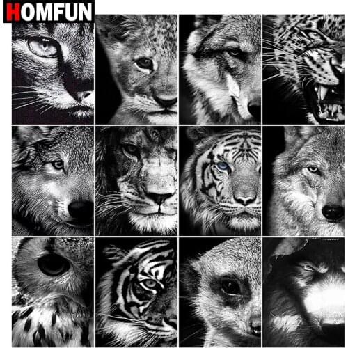HOMFUN Full Square/Round Drill 5D DIY Diamond Painting "Animal eye landscape" Embroidery Cross Stitch 5D Home Decor Gift