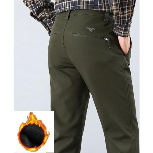 Cargo Pants Mens Waterproof Motorcycle Zipper Winter Pants Men Casual Thick Fleece Warm Military Army Black Long Trousers Male