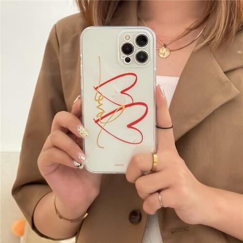 2021 TPU Phone Case For iPhone 12 Mini/11/12Pro Max XR XS Max Double Love Precision Cover For iPhone SE 7 8Plus Funda Capa Shell