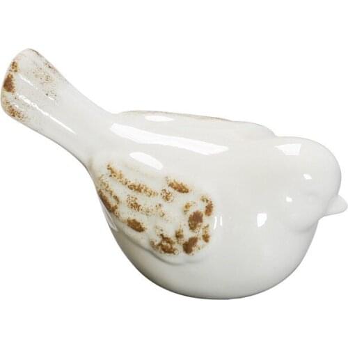 Home White Glazed Small Ceramic Bird Figure Ornaments, Animal Statue Model Gift for Home Garden Statue Decorative Crafts